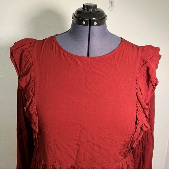 Loft Wild Currant Ruffle-Sleeve Peplum Top - Picture 3 of 12